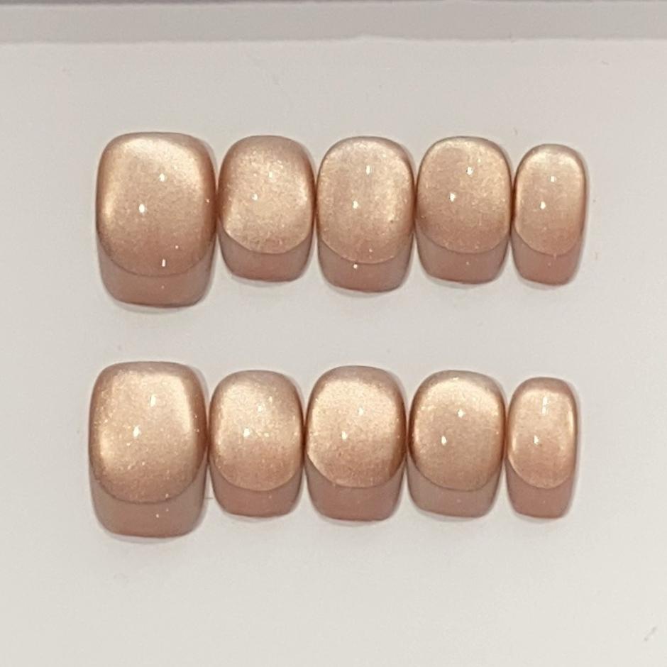 10Pcs French Tip Short Square Fake Nails Gradient Nude Blush With White Edge Press On Manicure Patches