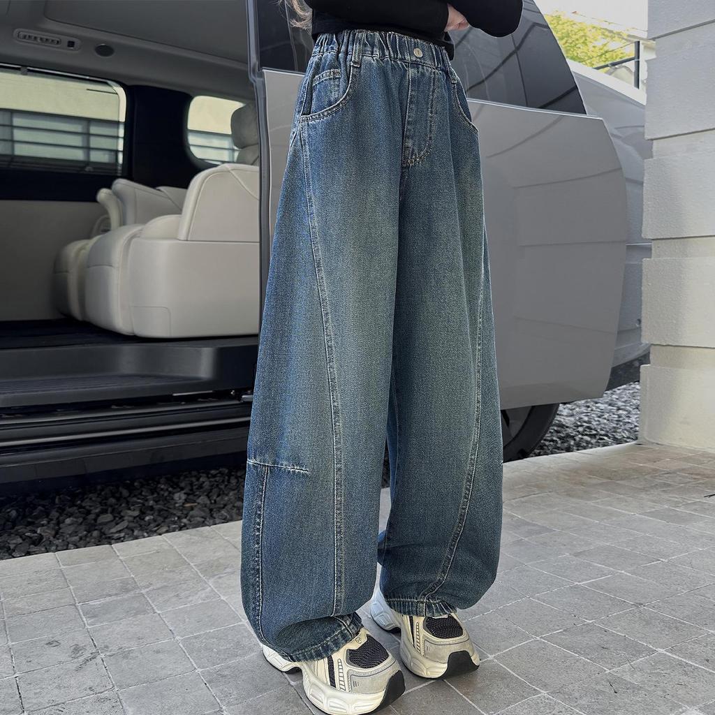 Big Girls' 2025 Wide-Leg Denim Pants - Autumn Casual Style