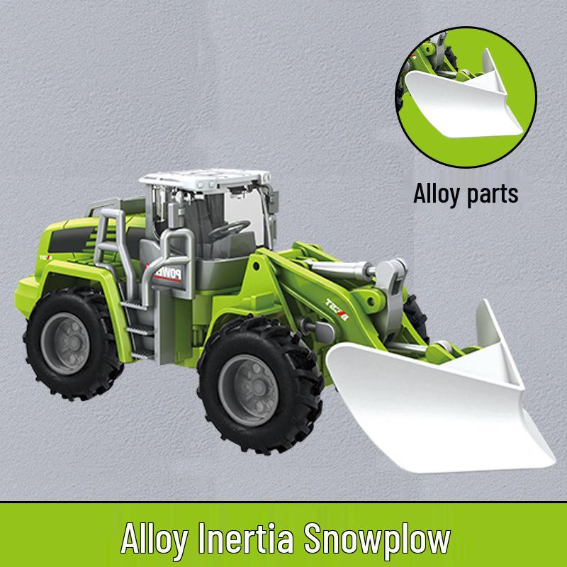 Children's Alloy Construction Vehicle Set: Excavator, Snowplow, Crane, Mixer Truck Simulation Toys