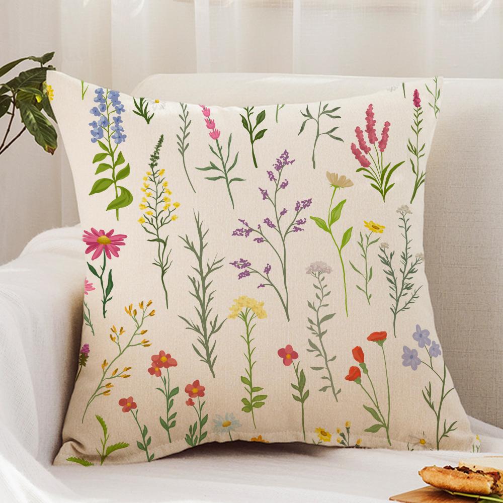 Spring Wildflowers Cushion Cover Premium Comfort Reversible Pillow Cover - Dual - Use Design for Home & Car