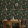 Retro Floral Animal Black Wallpaper Forest Style Leopard Flower Peel And Stick Room Decor Vintage Dark Shic PVC Cabinet Sticker