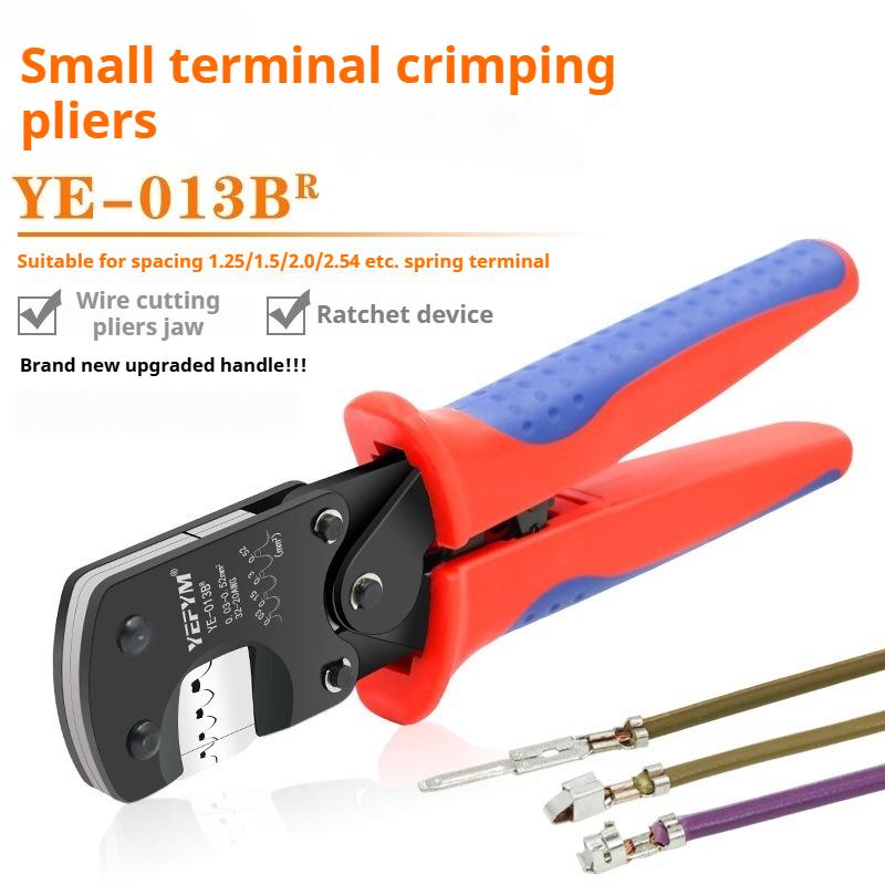 New ratchet terminal crimping pliers, small plug-in spring terminal crimping pliers, anti slip handle electrical wiring tools