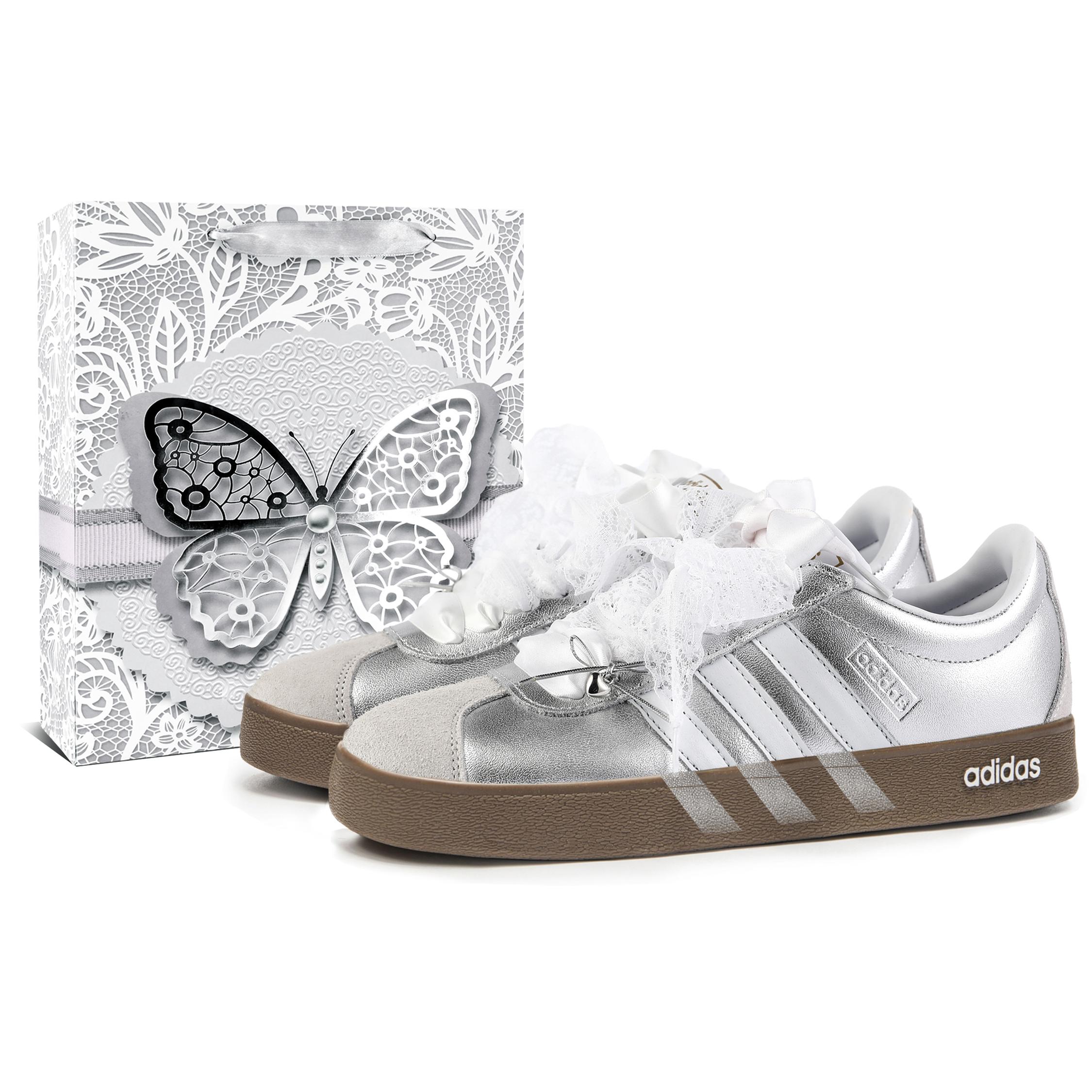 

Adidas VL COURT 2.0 Abrasion Resistant Low top Skateboard Shoes Women s White Silver ID6015(Team1919-S-BOX) 40