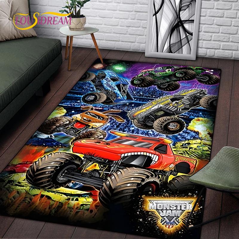 Monster Jam Truck Game Carpet for Living Room Bedroom Rug Kitchen Kids Door Unslip Floor Mat Birthday gift photography props Rug