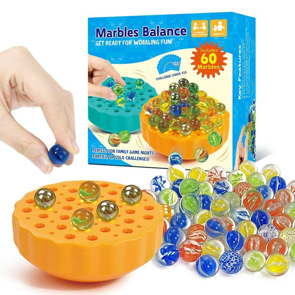 Stored Inside Marble Ball Balancing Game 60 Colorful Marbles Tabletop Puzzle Game  Tabletop Game