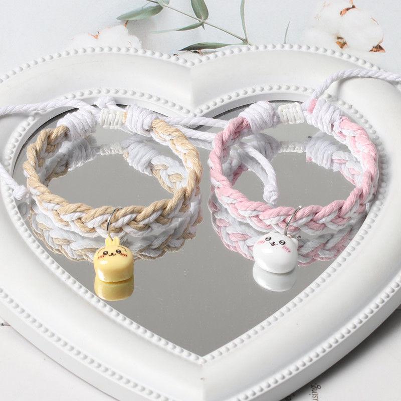 Chiikawa Cotton Linen Adjustable Cartoon Couple Bracelet - Magnetic Bestie Bracelet for Women