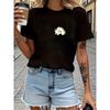 Women 100% Fabric Floral Print T-Shirt Round Neck Short Sleeve H-Line Regular Fit Casual Festive Machine Washable Year-Round Essential Top