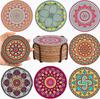 Set of 8 Round Woven Coasters with Holder Thick Heat Resistant Trivets for Kitchen Table Protection and Hot Pot Use Durable Design