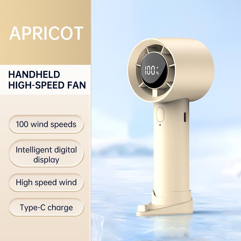 Handheld Mini Fan with 100 Gears, Digital Display, USB Charging & Phone Holder