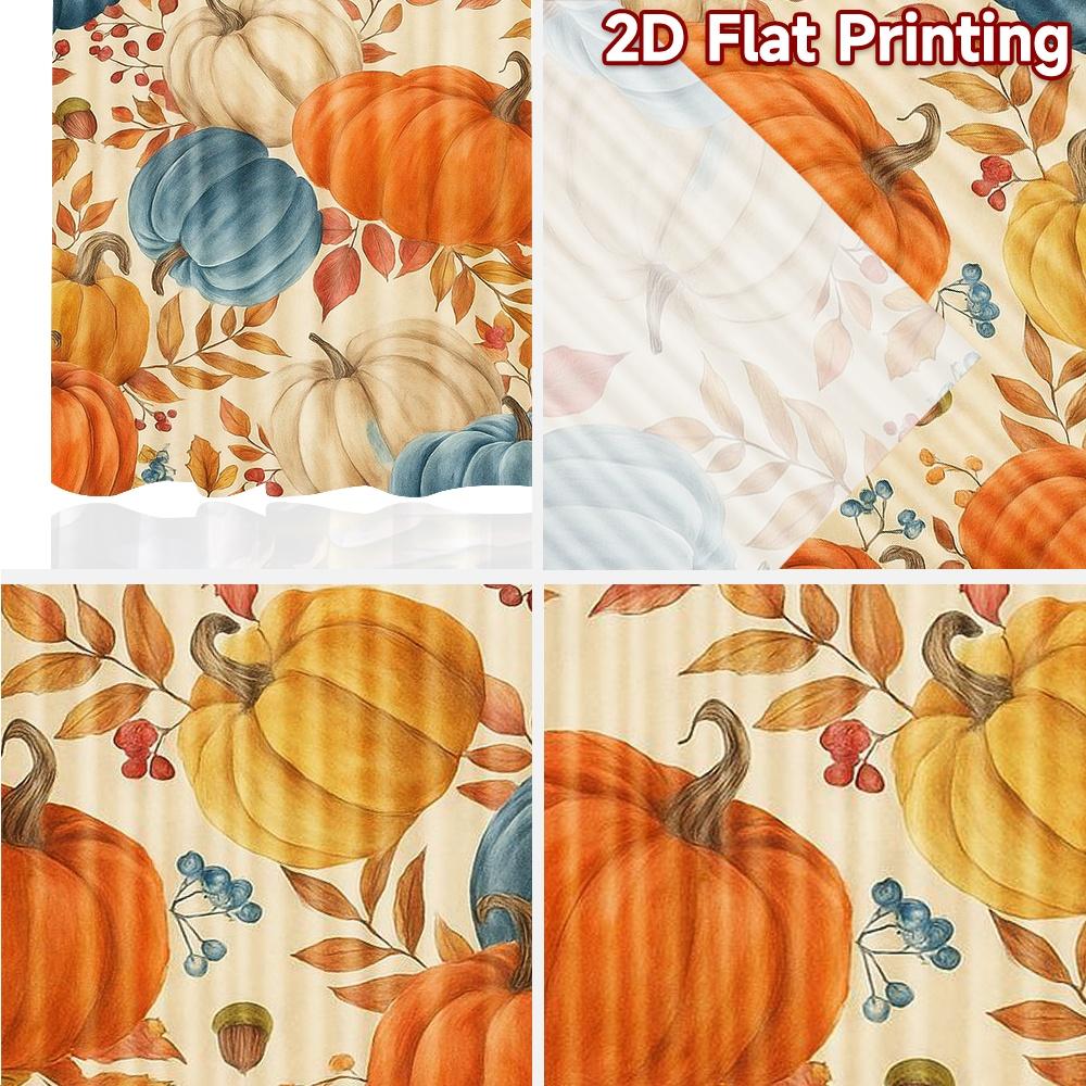 2pcs, 2D FLAT PRINTING Curtains (Without Rod) Colorful Gourds Christmas Festival Chic Print Curtains Prints Light Filtering