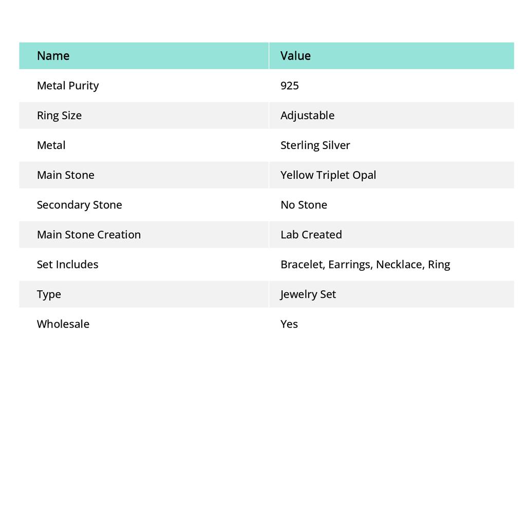 Yellow Triplet Opal Handmade 925 Sterling Silver Jewelry Set R3A70