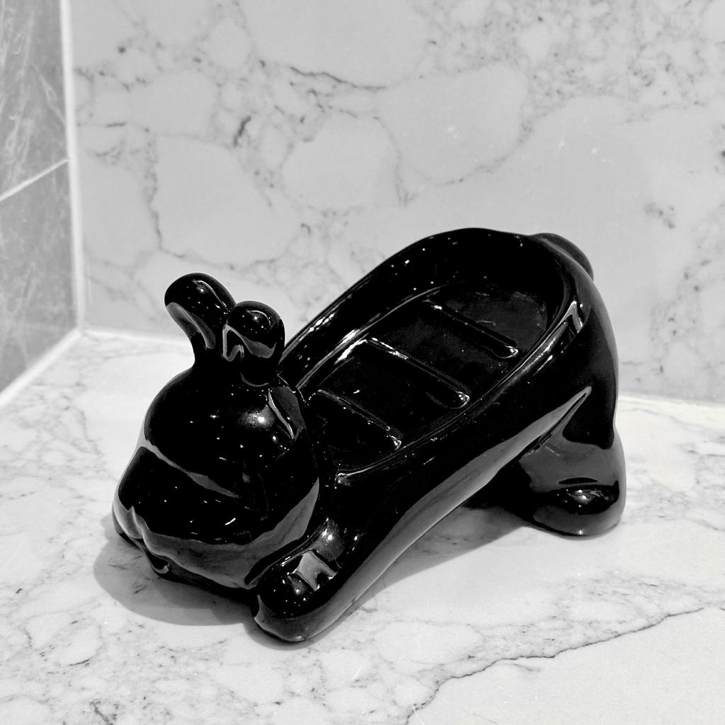 Cute Cat Drain Soap Holder Container Smooth Ceramic Toilet Soap Dish Case Tray Bathroom Accessories Washroom Tools Home Decor