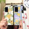 Waterproof Durable Phone Case For Oukitel C21 Wristband Wrist Strap Shockproof Silicone Kickstand Protective Ring Flower