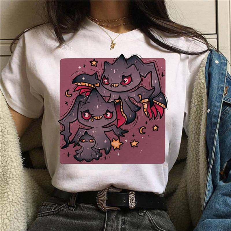 Women Anime Print T-Shirt Grunge Loose Steampunk Tees Gothic Female Harajuku Summer Clothing E-Girl Kawaii Aesthetic Top