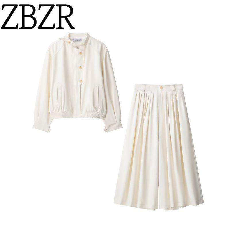 Zbzr New Fall Women's Clothing Button Coat Jacket Tops Pleated Loose Pants 8114823 7977823