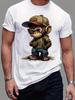 Herren Kinder Sport Freizeit Lockerer Schnitt Cartoon Affenprint Rundhals Kurzarm Oberteil für Jungen