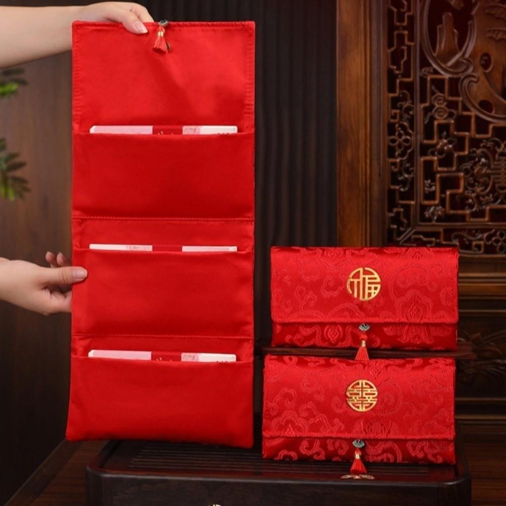 Storage Bag Chinese Style Folding Red Envelope Hongbao Traditional Wedding Money Envelope Blessing Bonus Red Pocket Kids Gift