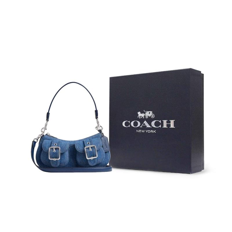COACH Ashton 25 Silver Hardware Multifunctional Fabric Shoulder Crossbody Tote Medium Women's Indigo