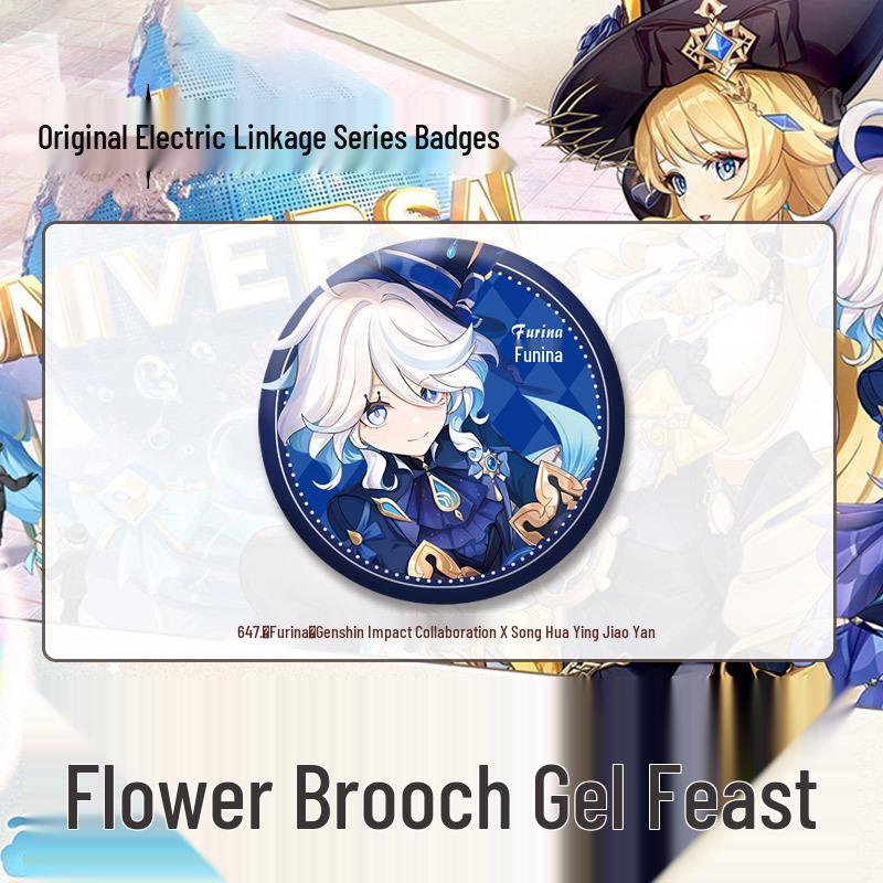 Genshin Impact x Universal Studios: Furina & Navia Radiant Banquet Valley Metal Pin Badge 58mm Badge