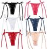 Adjustable Waist Strap Bow Lace Flower Transparent Briefs Low Waist Romantic T Panties  Lady