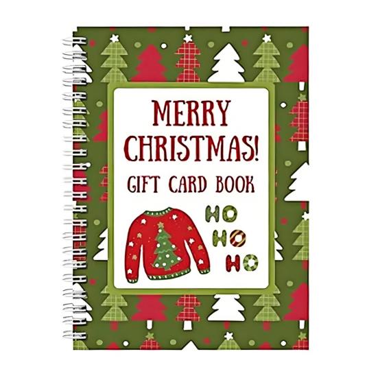 Christmas Gift Card Book 10-Sheet Book Holds 18 Cards Xmas Themed Gift Card Holder Holiday Gift for Older Kids Teens