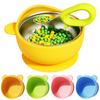 Bear Silicone Baby Bowl, Stainless Steel Toddler Bowl with Strong Suction Base, Non Slip Anti Spill Training Bowl for Kids