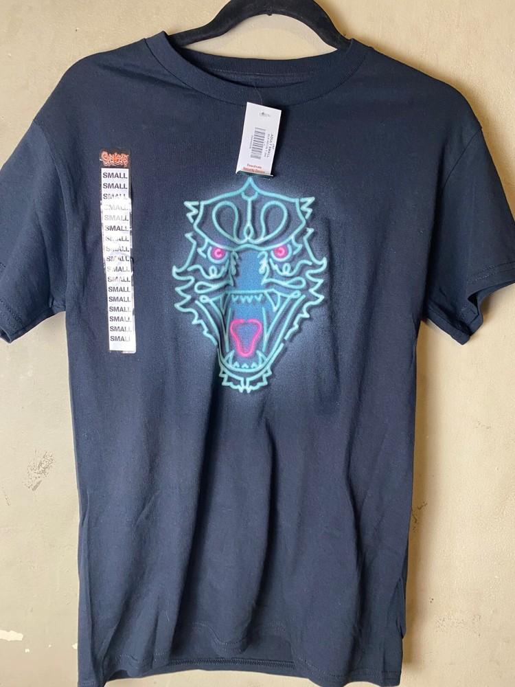 Годзилла против. Kong: Новый Империум Неоновый Лицо Годзиллы Двусторонний Футболка с Рябью - Новый с Бирками Унисекс Футболка XXXL