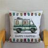 45X45Cm Happy Campers Owl Motorhome Print Pillow Case Soft Polyester Sofa Car Seat/Back Cushion Cover For Home Decor Pillowcases