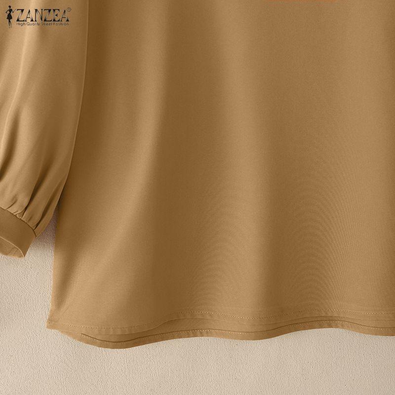 ZANZEA Women Casual V-Neck 3/4 Sleeve Loose Elegant Blouse