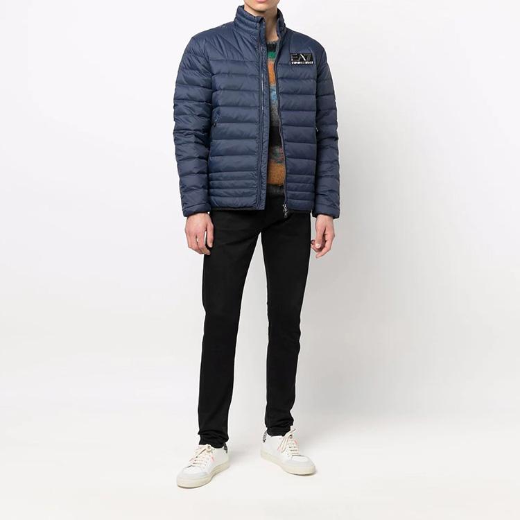 Emporio Armani EA7 Logo Print Solid Color Down Jacket Men Jacket Blue 6KPB14-PNR4Z-1554