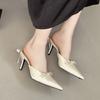 Baotou half-drag women's shoes spring new temperament is thin, sexy and beautiful, pointed head thin heel high-heeled slippers