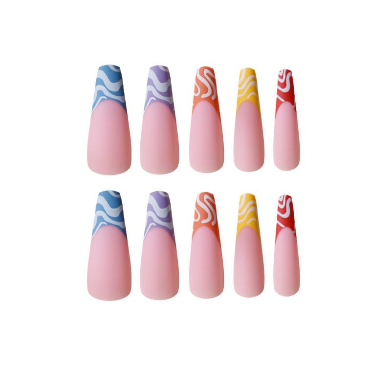 Rainbow Wave Nail Art Stickers - Wearable, Finished False Nails