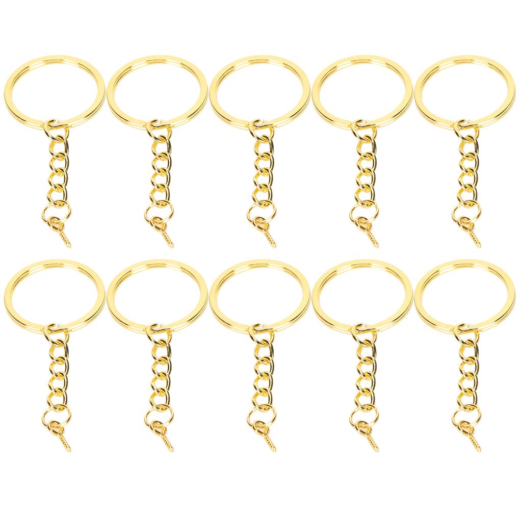 10pcs Key Ring Alloy Key Chain Ring Parts with Screw Eye Pin Connector DIY AccessoriesGold 25mm / 1in