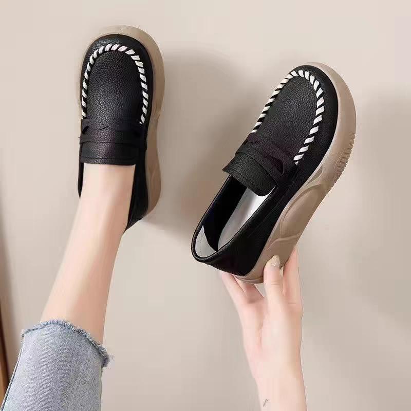 Factory soft leather single shoes women's 2025 new thick-soled soft-soled nurse shoes are not tired of working for a long time, spring and summer leis