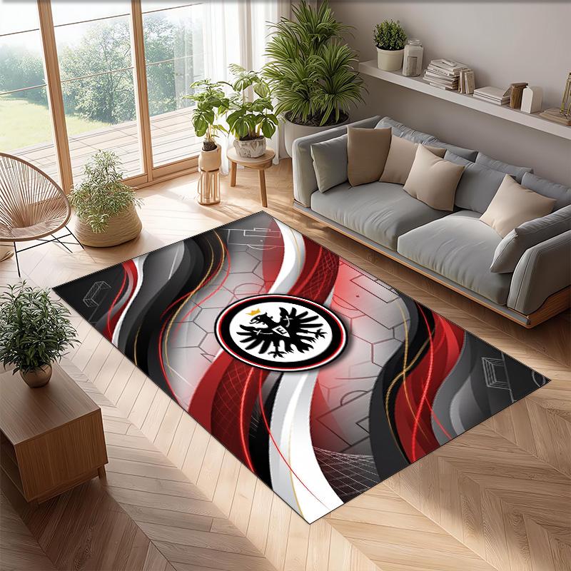 Eintracht Frankfurt Football Print Crystal Velvet Rug, Comfortable Water Absorbent Non Slip Indoor Floor Carpet