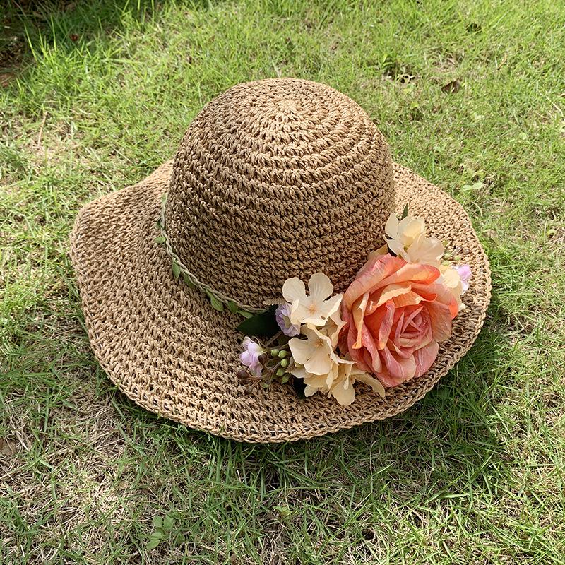 Women's Large Brim Foldable Breathable Straw Sun Hat for Summer Travel & Vacation