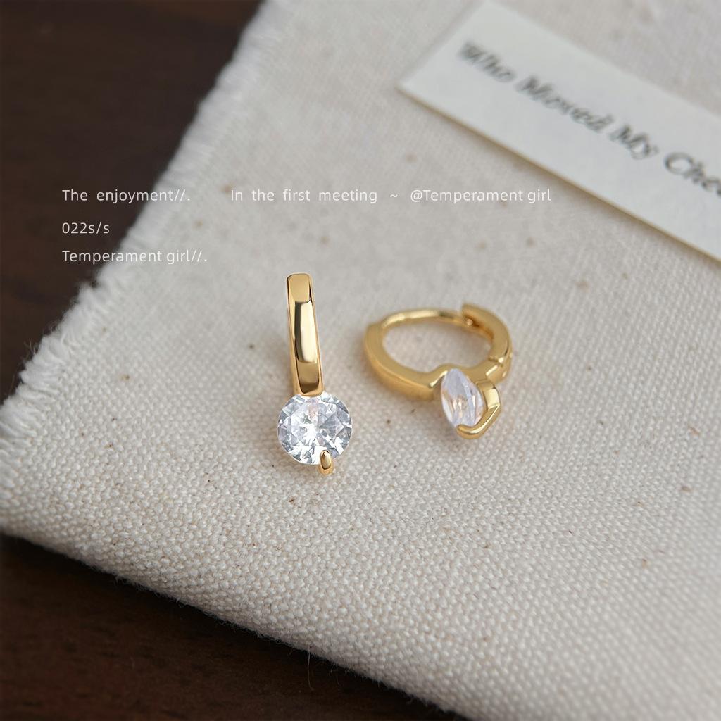 Круглые геометрические серьги-гвоздики с цирконами Yiwu серьги оптом 2025