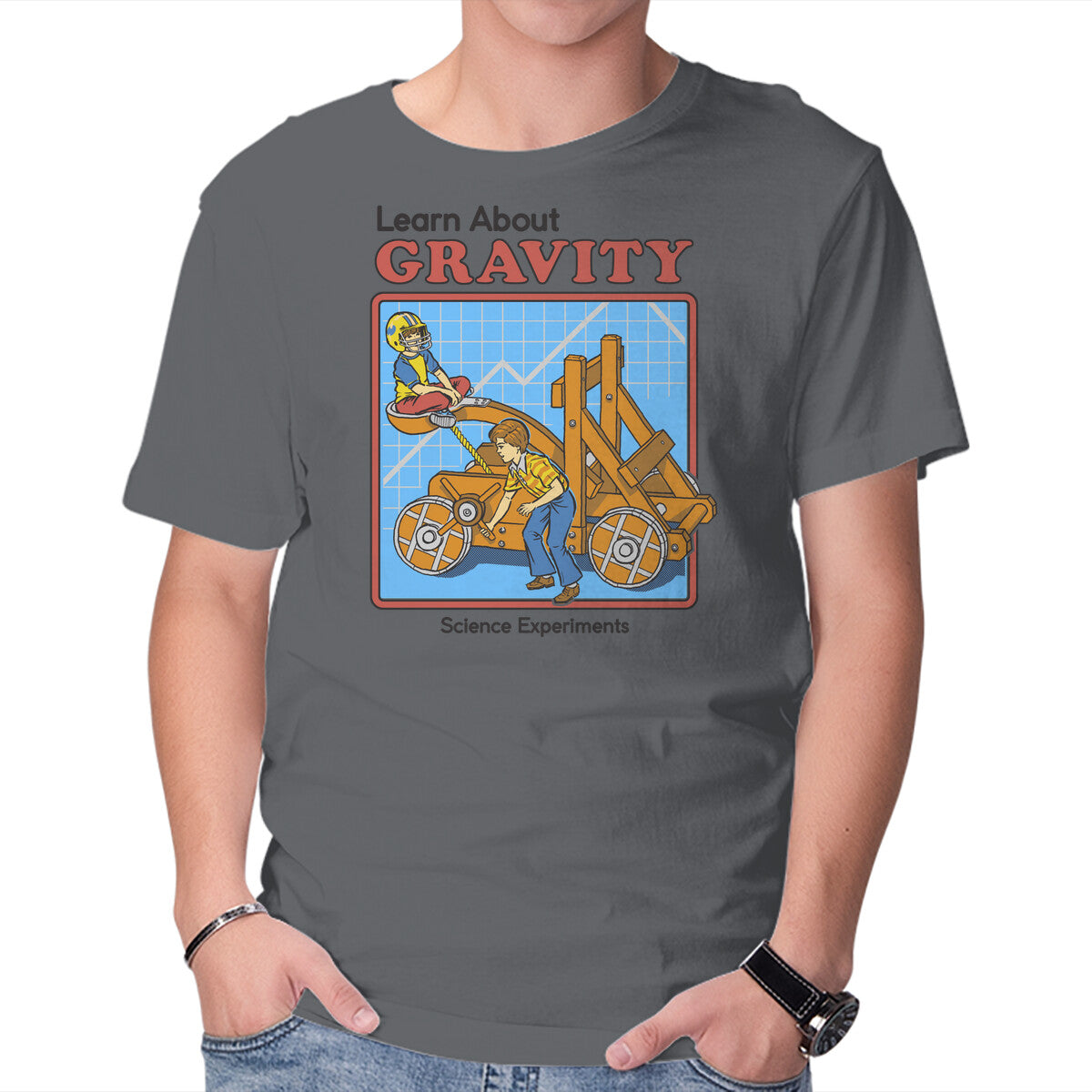 Unisex Crew Neck T-Shirt Learn About Gravity Graphic Short Sleeve Casual Tee XXL
