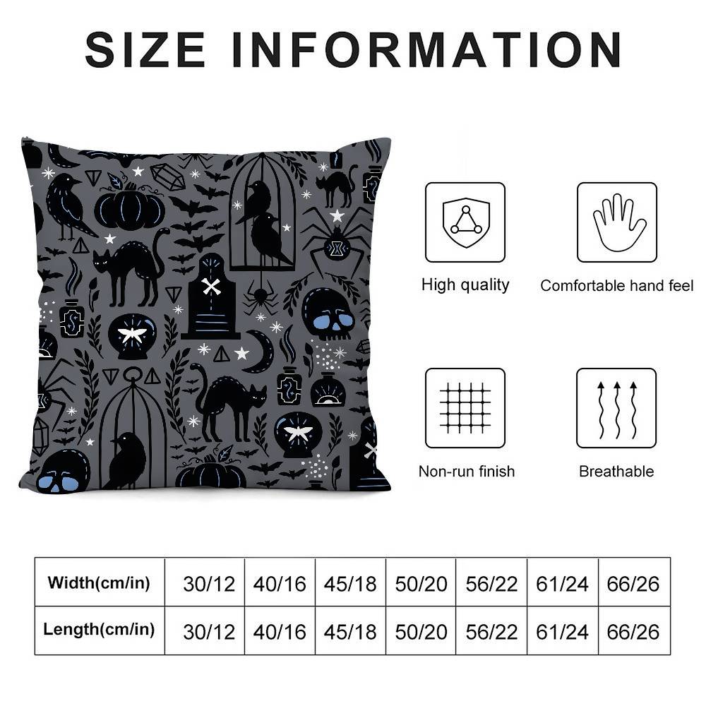 Halloween Witch Hat Pillow Case Sofa Living Room Bedroom Double-Sided Printing Square Cushion Nap Time Pillow Case