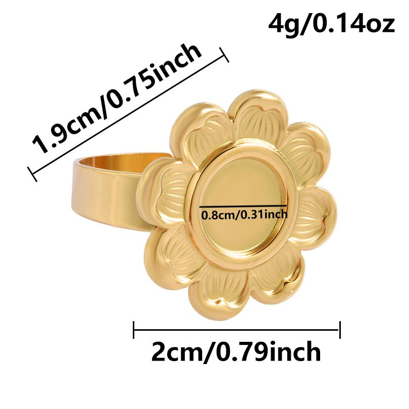 1/5 Stück Echtvergoldeter Cabochon-Ring Rund Oval Leere Tablettbasis Edelstahlringe Für Damen Herren Handgefertigte Emaille-Accessoires