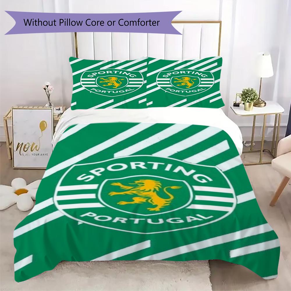Sporting CP Pattern Bedding,Quilt Set Quilt Cover Pillowcase Home Birthday Gift(1 * duvet cover + 2 * pillowcase, without core)_lx