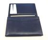 Blue grained leather business card metal touch silver pen and maple wood barrel retro ballpoint pen set holder, MEIL-ALST-HS47S