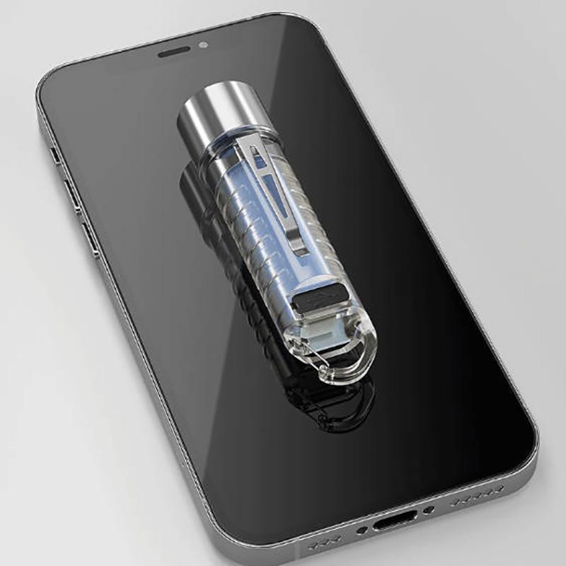 Smiling Shark Led Mini Strong Light Rechargeable Flashlight Super Bright Multifunctional Keychain Outdoor Warning Home