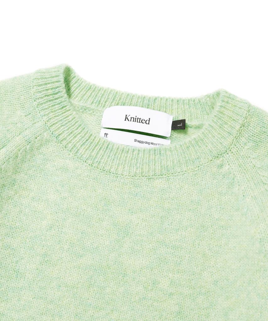 KNITTED Shaggy Dog 100% Wool Round Knit Mint