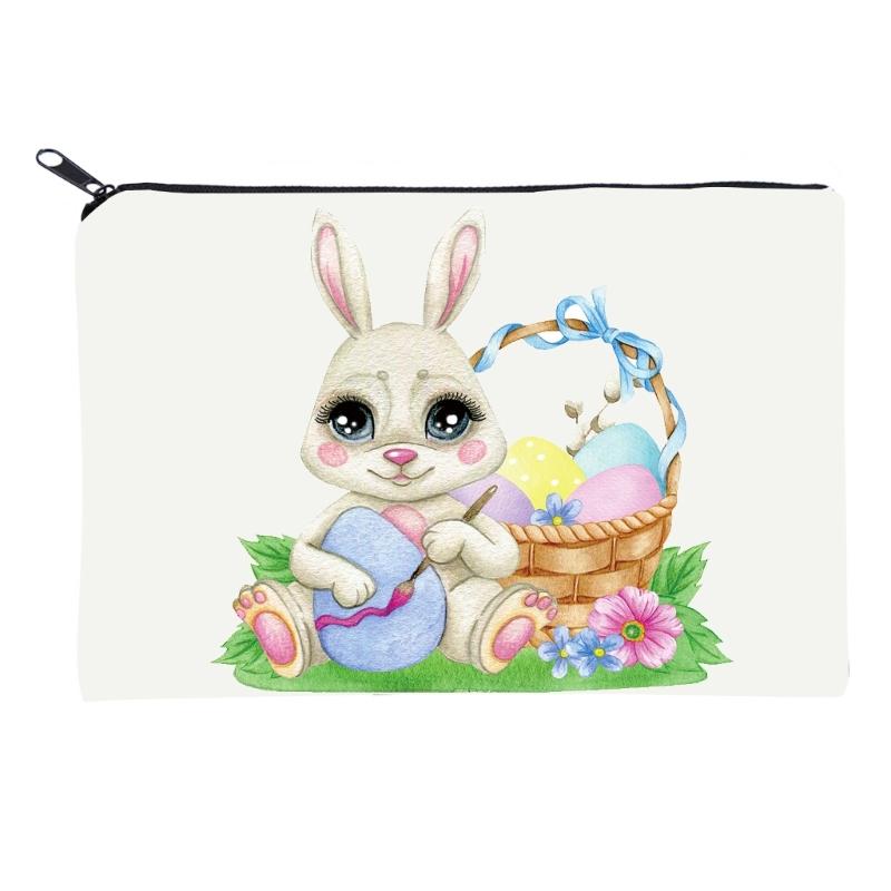 Easter Rabbit Toiletry Bag with Rabbit Pattern Makeup Bag Large Capacity Cosmetics Storage Bag Gift for Girl Women