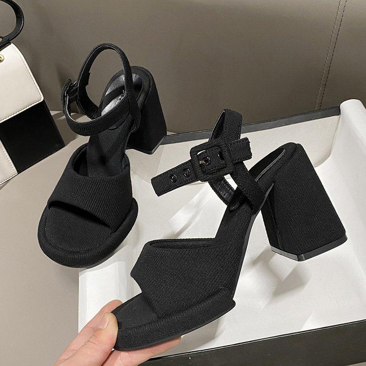 Французский темперамент Туфли на высоком каблуке 2024 Лето Новые Туфли Рыбий Рот Толстый — фото 8