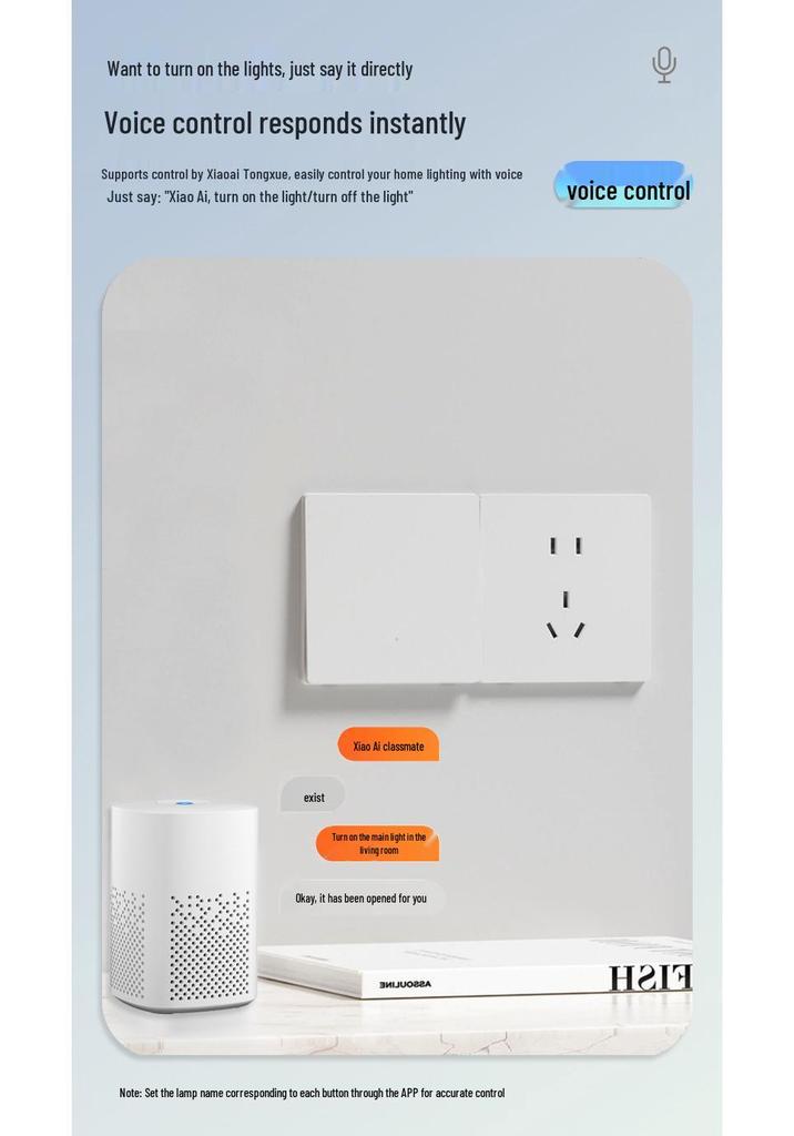 Ultra-thin Skin-Feel Switch Panel with Mijia App & Xiaoai Tongxue Voice Control