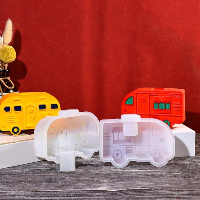 Versatile Buses Candle Holder Mold Detailed Silicone Bus Candle Stand Mold for Handcraft Lovers and DIY Enthusiasts