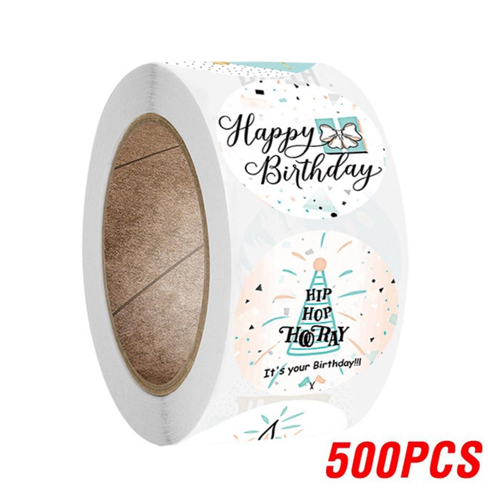 100-500pcs Cute Happy Birthday Sticker Birthday Gift Decoration Label Sealing Balloon Cake Label Packaging Scrapbook Sticker