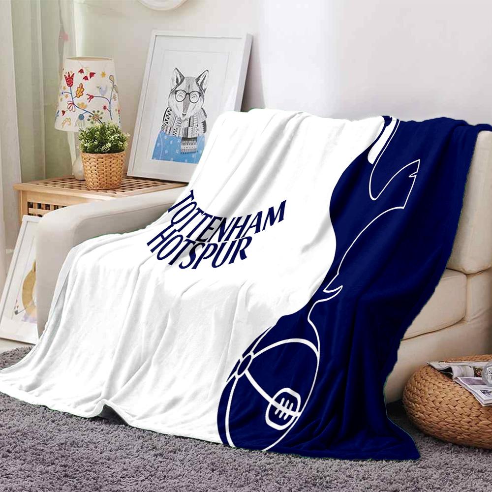 Tottenham Wappen Design Flanelldecke, Weiches Polyester, Modernes Design, Ganzjahres- für Camping, Reisen, Geschenke für Feiertage oder Geburtstage